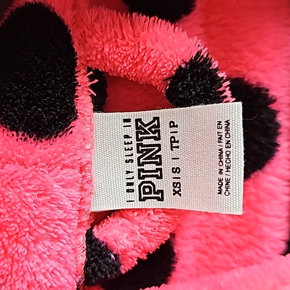 PINK Women's Polka Dot Plush Robe with Belt - Picture 3 of 4